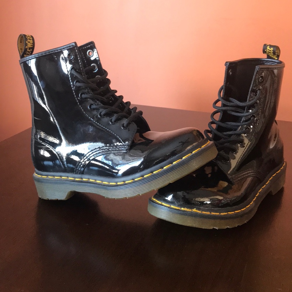 Dr. Marten shiny black lace up boot
